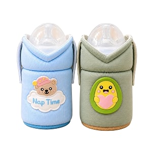 the little lookers feeder cover sleeve with handles  soft protective baby bottle holder  water-resistant cover with anti-slip base  fits wide-neck bottles compatible with philips avent 125ml