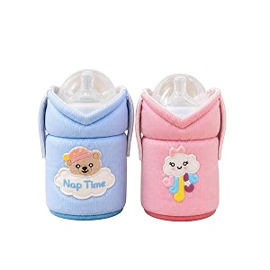 the little lookers feeder cover sleeve with handles  soft protective baby bottle holder  water-resistant cover with anti-slip base  fits wide-neck bottles compatible with philips avent 125ml