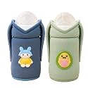 THE LITTLE LOOKERS Feeder Cover Sleeve with Handles | Soft Protective Baby Bottle Holder | Water-Resistant Cover with Anti-Slip Base | Fits Wide-Neck, Compatible with Philips Avent (Blue &amp; Green, 330ml)