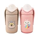 THE LITTLE LOOKERS Feeder Cover Sleeve with Handles | Soft Protective Baby Bottle Holder | Water-Resistant Cover with Anti-Slip Base | Fits Wide-Neck, Compatible with Philips Avent (Pink &amp; Grey, 330ml)