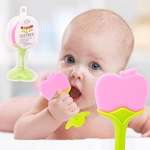 the little lookers fruit shape silicone teether 100 bpa free teething toys for babytoddlersinfantschildren apple pack of 1 multicolor