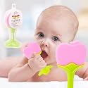 THE LITTLE LOOKERS Fruit Shape Silicone Teether 100% BPA Free Teething Toys for Baby/Toddlers/Infants/Children (Apple, Pack of 1) Multicolor