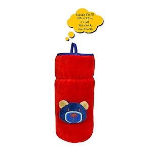 the little lookers for philips aventbroad neck feeders soft plush stretchable baby feeding bottle cover with easy to hold strap  suitable for 240 260ml amp 330ml  cute animated patterned red