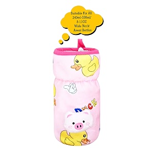 the little lookers for philips aventbroad neck feeders soft plush stretchable baby feeding bottle cover with easy to hold strap  suitable for 240 260ml and 330ml  overall print pink