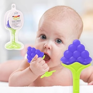 the little lookers silicone fruit shape teether for 0 to 12 months babytoddlersinfantschildren i 100 bpa free grapes pack of 1