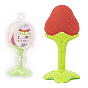 the little lookers silicone fruit shape teether i 100 bpa free teething toys for babytoddlersinfants strawberry - pack of 1