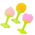 THE LITTLE LOOKERS Silicone Fruit Shape Teether for 0 to 12 Months Baby/Infants I 100% BPA Free - Multicolor (Combo - Pack of 3)