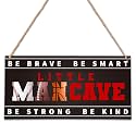 Little Man Cave, All-Star Sports Wood Sign Door Hanging Decor, Boys Decorations for Bedroom Nursery Playroom Wall Art (5"x10") -A04