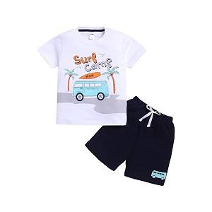 LITTLE NINJA Cotton Half Sleeves Beach Theme
