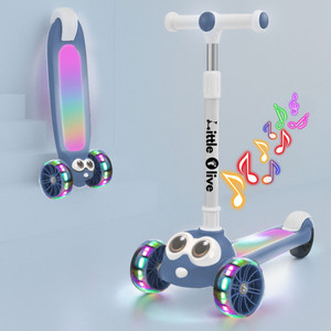 little olive kids road runner musical led scooter with adjustable height and safety features