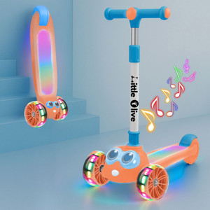 little olive kids road runner musical led scooter with adjustable height and safety features