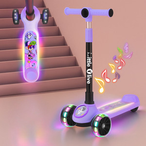 little olive kids studio musical led scooter with adjustable height and safety features