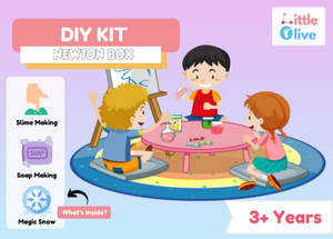 little olive newton box 3 in 1 learning gift set  diy kit - slime soap making magic snow