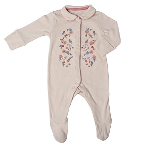 pure cotton baby sleepsuits baby rompersbodysuitsjumpsuits snap buttons embroidered print beige 1-3 months