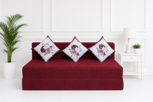 little smile 5x6 size for 3 person- jute fabric washable cover 3 seater double foam fold out sofa cum bed