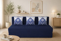 Little Smile 5X6 size for 3 Person- Jute Fabric Washable Cover 3 Seater Double Foam Fold Out Sofa Cum Bed