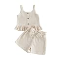 Little Toddler Kids Girl Clothes Set 1-8 Years Summer Outfits Solid Color Tank Tops &amp; Shorts