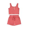 Little Toddler Kids Girl Clothes Set 1-8 Years Summer Outfits Solid Color Tank Tops &amp; Shorts