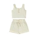 Little Toddler Kids Girl Clothes Set 1-8 Years Summer Outfits Solid Color Tank Tops &amp; Shorts