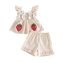 Little Toddler Kids Girl Clothes Set 1-8 Years Summer Outfits Solid Color Tank Tops &amp; Shorts