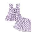 Little Toddler Kids Girl Clothes Set 1-8 Years Summer Outfits Solid Color Tank Tops &amp; Shorts