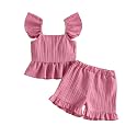 Little Toddler Kids Girl Clothes Set 1-8 Years Summer Outfits Solid Color Tank Tops &amp; Shorts