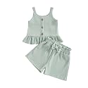 Little Toddler Kids Girl Clothes Set 1-8 Years Summer Outfits Solid Color Tank Tops &amp; Shorts