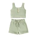 Little Toddler Kids Girl Clothes Set 1-8 Years Summer Outfits Solid Color Tank Tops &amp; Shorts