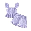 Little Toddler Kids Girl Clothes Set 1-8 Years Summer Outfits Solid Color Tank Tops &amp; Shorts