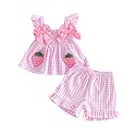 Little Toddler Kids Girl Clothes Set 1-8 Years Summer Outfits Solid Color Tank Tops &amp; Shorts
