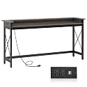 LITTLE TREE 70.9 inch Long Sofa Console Table with Outlets Charging Station Narrow Entryway Hallway Accent Furniture