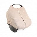 Little Unicorn Baby Car Seat Canopy | Soft &amp; Breathable Muslin Fabric | Magnetic Closure Cover &amp; Universal Fit | for Protection &amp; Privacy | Nursing Cover (Taupe Cross)
