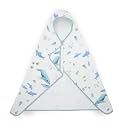 Little Unicorn Hooded Bath Towel | Absorbent Cotton &amp; Terry Blend | Larger Size for Baby &amp; Toddlers, 1-6 Years (Whales)