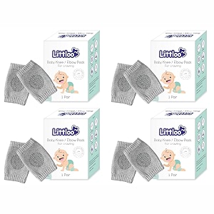 littloo baby knee socks amp crawling socks pack of 4 anti-slip knee amp elbow protector pads soft cotton elastic for cushion amp knee protection grey