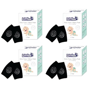 littloo baby knee socks amp crawling socks pack of 4 anti-slip knee amp elbow protector pads soft cotton elastic for cushion amp knee protection black