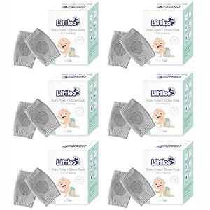 littloo baby knee socks amp crawling socks pack of 6 anti-slip knee amp elbow protector pads soft cotton elastic for cushion amp knee protection grey