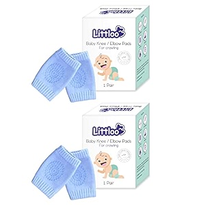 littloo baby knee socks amp crawling socks pack of 2 anti-slip knee amp elbow protector pads soft cotton elastic for cushion amp knee protection blue