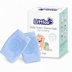 littloo baby knee socks amp crawling socks anti-slip knee amp elbow protector pads soft cotton elastic for cushion amp knee protection blue