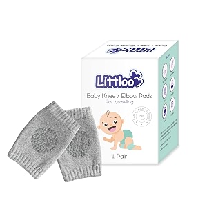 littloo baby knee socks amp crawling socks anti-slip knee amp elbow protector pads soft cotton elastic for cushion amp knee protection grey