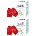 LITTLOO Baby Safety Protector Knee &amp; Elbow Pads for Anti-Slip Crawling Experience Made with Soft Cotton Elastic and Stretchable, Provides Cushion &amp; Knee Protection(Red)- Pack of 2