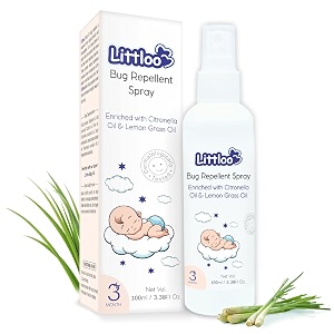 littloo bug repellent spray enriched with natural citronella oil amp lemon grass oil for long lasting indoor outdoor protection from insects for kids toddlers no harmful chemicals -100 ml pack of 1