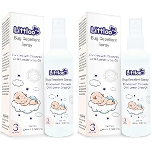 littloo bug repellent spray enriched with natural citronella oil amp lemon grass oil for long lasting indoor outdoor protection from insects amp mosquitoes for kids no harmful chemicals -100 ml-pack of 2