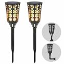 LITVERSE Solar Torch Light with Flickering Flame | 3 Modes | Solar Powered Waterproof LED Flame Lamp | Auto On/Off Outdoor Garden Light for Patio, Pathway, Yard | Black | Set of 1
