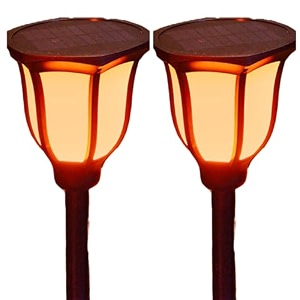 litverse solar torch light with flickering flame  3 modes  solar powered waterproof led flame lamp  auto onoff outdoor garden light for patio pathway yard  black  set of 1