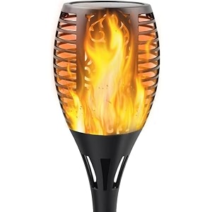 litverse solar torch light with flickering flame  3 modes  solar powered waterproof led flame lamp  auto onoff outdoor garden light for patio pathway yard  black  set of 1