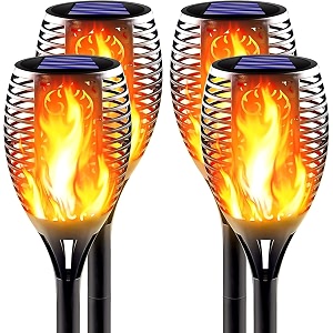 litverse solar torch lights with 96 led flickering flame  2200mah battery  auto onoff  waterproof outdoor solar lights for garden patio balcony yard amp diwali decoration  pack of 4