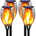 LITVERSE Solar Torch Lights with 96 LED Flickering Flame | 2200mAh Battery | Auto On/Off | Waterproof Outdoor Solar Lights for Garden, Patio, Balcony, Yard & Diwali Decoration | Pack of 4