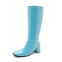 LIURUIJIA Women's Knee High Gogo Boots Block Heel Square Toe Disco Style