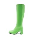 LIURUIJIA Women's Knee High Gogo Boots Block Heel Square Toe Disco Style