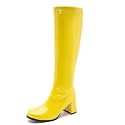 LIURUIJIA Women's Knee High Gogo Boots Block Heel Square Toe Disco Style